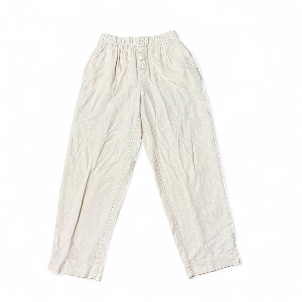 LOFT Women's Pants XS High Rise Straight Linen Blend Beige NWT Quiet Luxury Boho